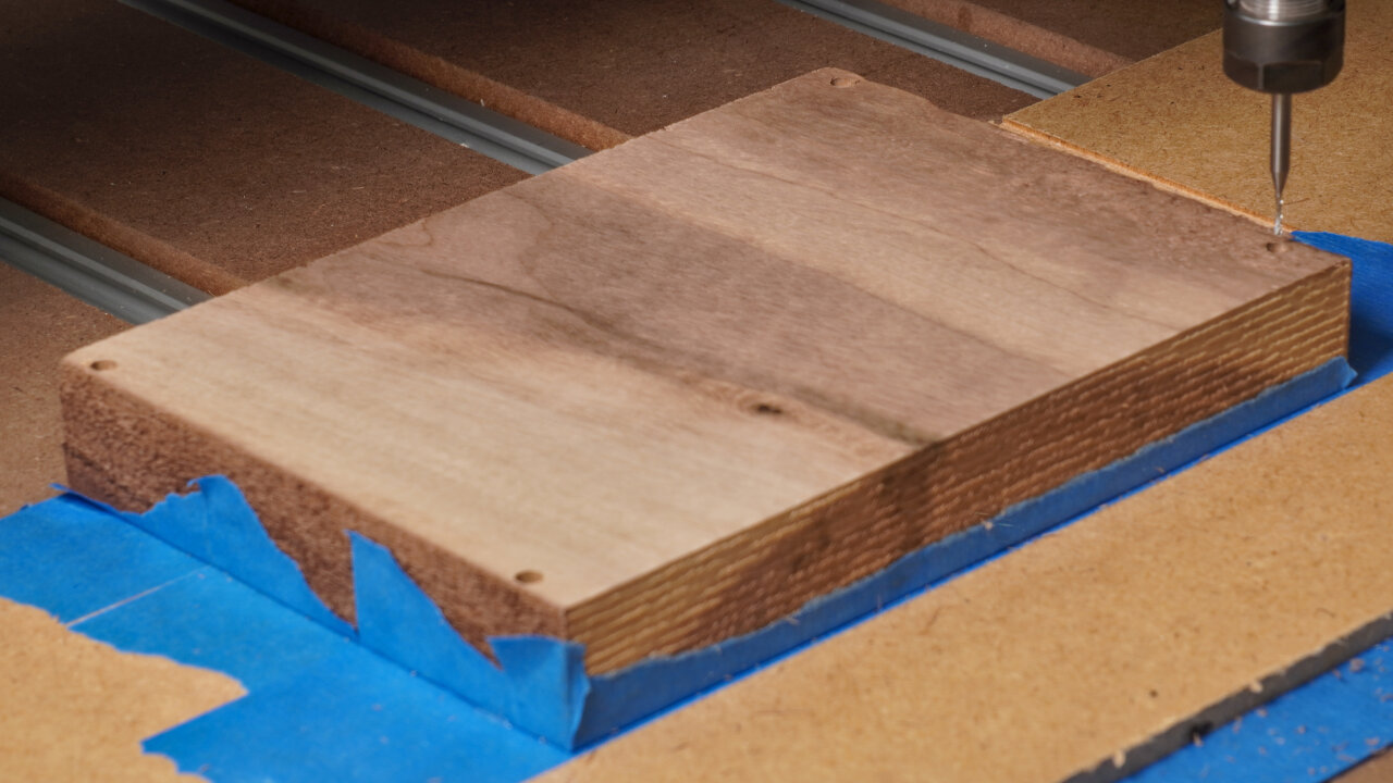 Photo of the workpiece showing the state after toolpath A02.