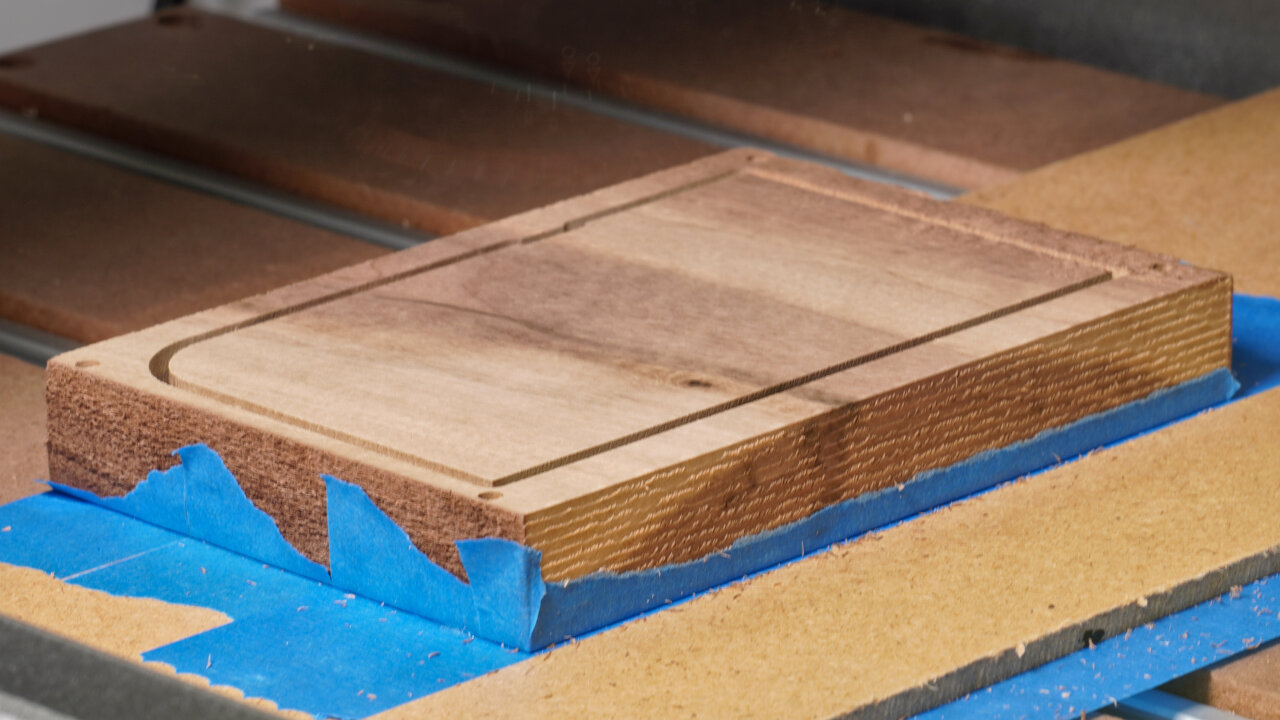Photo of the workpiece showing the state after toolpath A03.