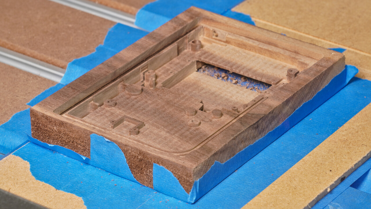 Photo of the workpiece showing the state after toolpath B04.