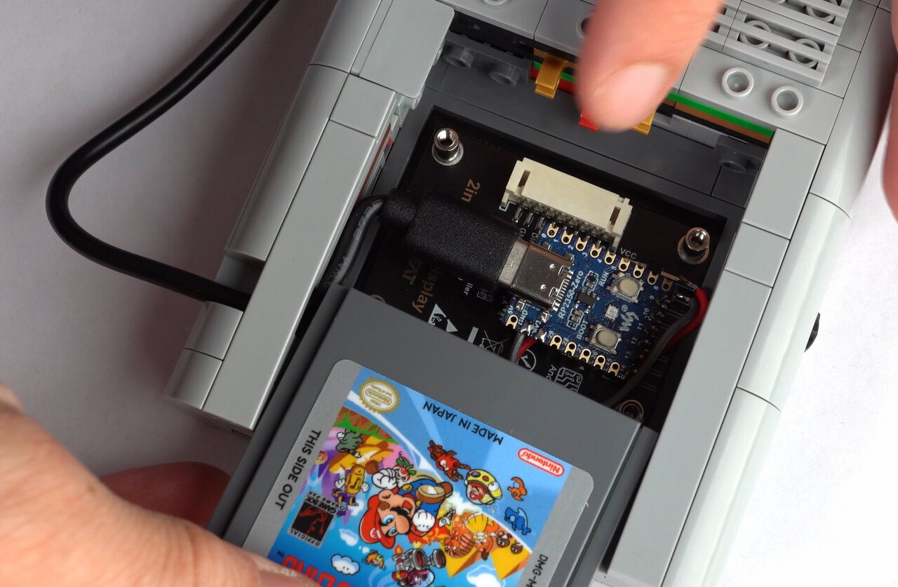 Photo of how I run the USB cable inside the Game Boy.